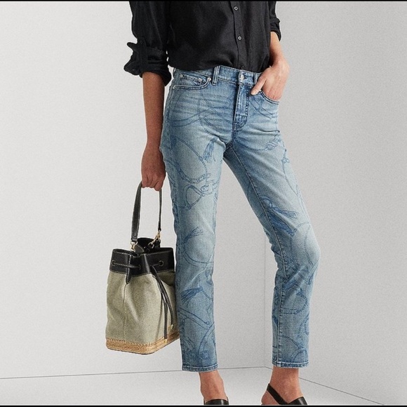 Ralph Lauren Premier Straight Ankle Jeans Worn Indigo NEW NWT Sz 12